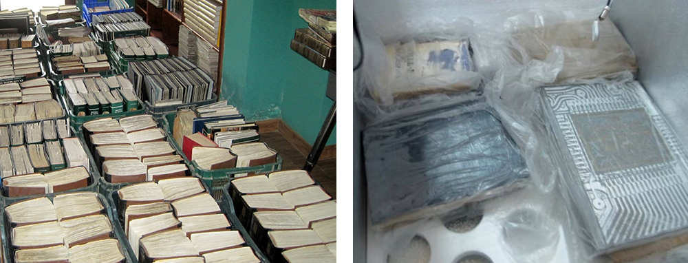 Colección bibliográfica afectada por inundación